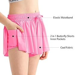 Butterfly Shorts Girls Cute Hot Pink with Pocket