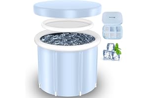 Hlonly Ice Bath Tub, XL Large Oval Cold Plunge Tub for Athletes, Portable Ice Bathtub for Recovery, Silicone Ice Cube Molds for Home Indoor(Blue)