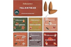Folkulture Fall Backflow Incense Cones for Waterfall, Set of 6 Waterfall Incense Cones Scented, Pack of 60 Cones Incense, Fall Scented Incense - Vanilla & Pumpkin Spice Inscents-Cones Waterfall