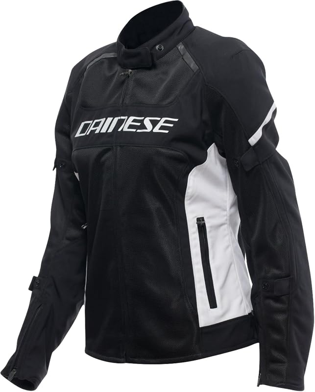 - Air Frame 3 Tex Jacket Wmn, Veste de Moto d'été en Tissu avec Doublure Coupe-Vent, Femme, Black/White/White, 44