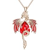 MBSUUH Dragon Necklace for Men Sterling Silver Birthstone Wyvern Necklace Embllished with Teardrop Shaped Crystal Jewelry for Women