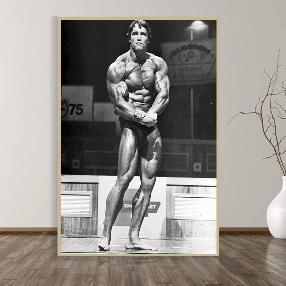 yhyxll Arnold Schwarzenegger Bruce lee Bodybuilding Motivational Kungfu Poster Print Wall Art Picture Canvas Painting for Living Room F 60X80cm