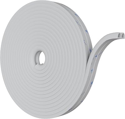 HNNHOME D-Shape EPDM Draft Excluder Self-Adhesive Window Door Seal 9x6mm 10M