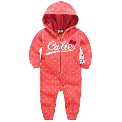 Vine Maedchen Jungen Overalls mit Kapuze Hoodie Jumpsuit Kinder Strampler Spielanzug Langarm-Body Trainingsnazug Reißverschlu