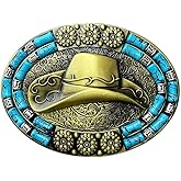fomissky-sisa Western Cowgirl Cowboy Belt Buckle, Turquoise Country Big Belt Buckles for Men Women Kids Jean's Accessory