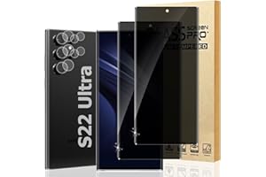 AYCFING [2+2 packs] Galaxy S22 Ultra 6.8 Inch Privacy Screen Protector and Lens Protector, Anti Spy, 9H Hardness, Scratch Resistant, Bubble Free, Easy to Install