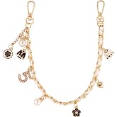 MINACHI Bag Charm Chain, Number Pendant and Flower Detail, Decorative Keychain for Handbag or Backpack
