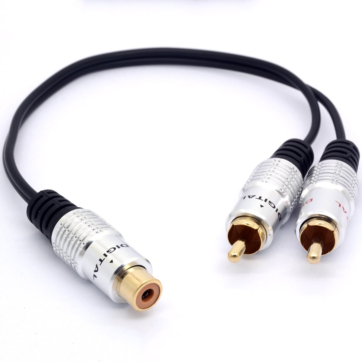 25cm RCA Y Adapter Female to 2 Male Splitter Cable for Audio Amplifier Subwoofer