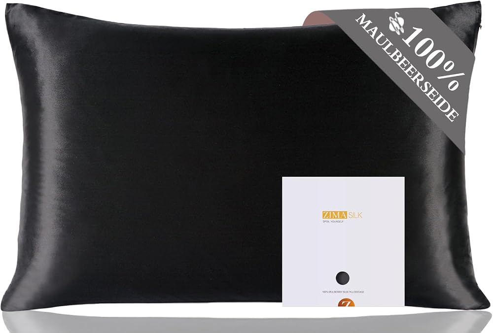 ZIMASILK 100% Mulberry Silk Pillowcase 19 Momme 40x80 cm Black