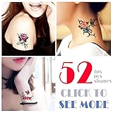 JOEZITON 52 Sheets Different Rose Temporary Tattoos For Women