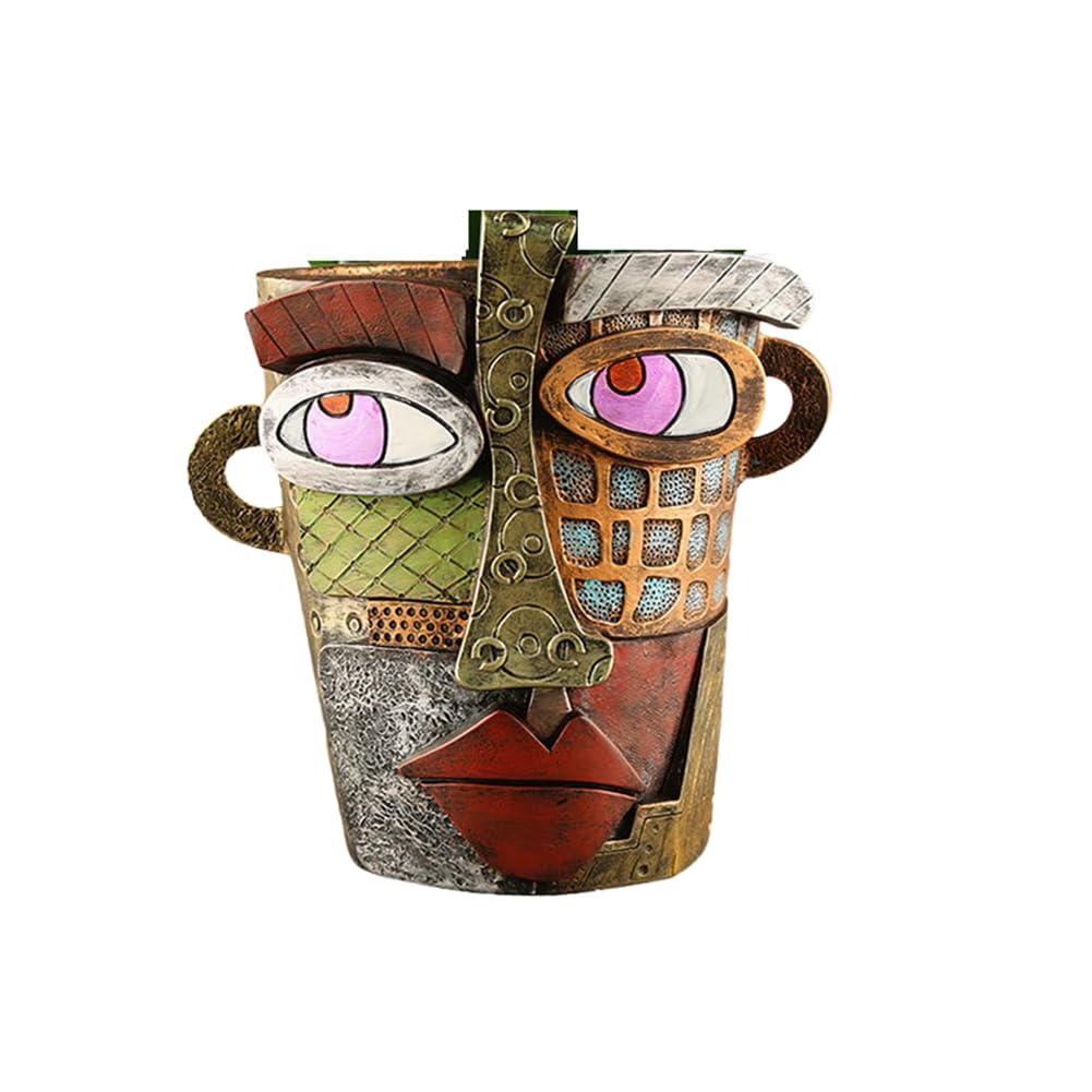 DcnrInsr Abstract Rainbow Planter, Graffiti Face Planter with Drainage, Flower Plant Pots for Indoor Plants A Small Size