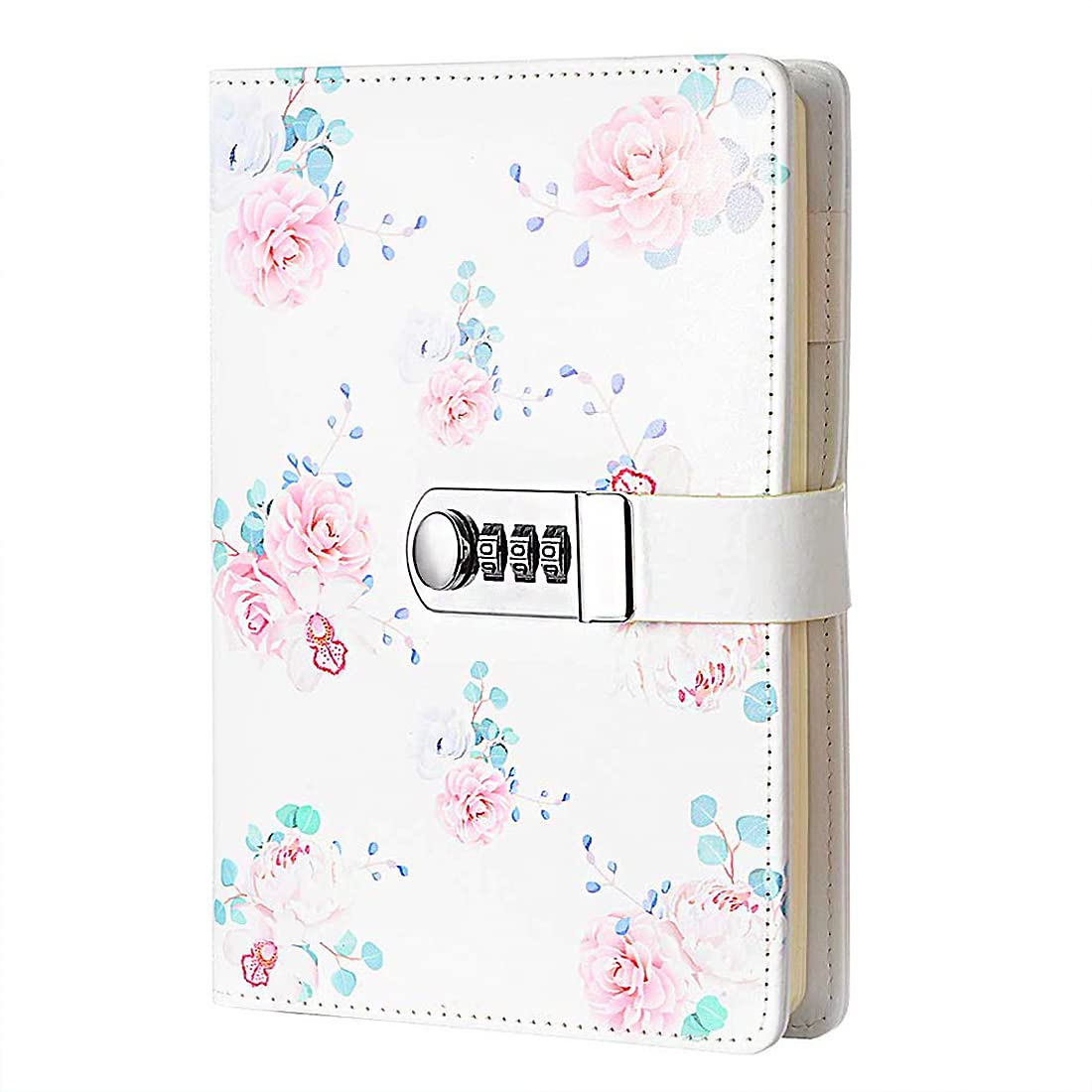 NectaRoy Lock Journal Lockable Diary, PU Leather Cover Writing Notebook with Combination Lock, Travel Journal with Lock, Girl's Diary with Pen Holder, Size 210x150mm — image 1