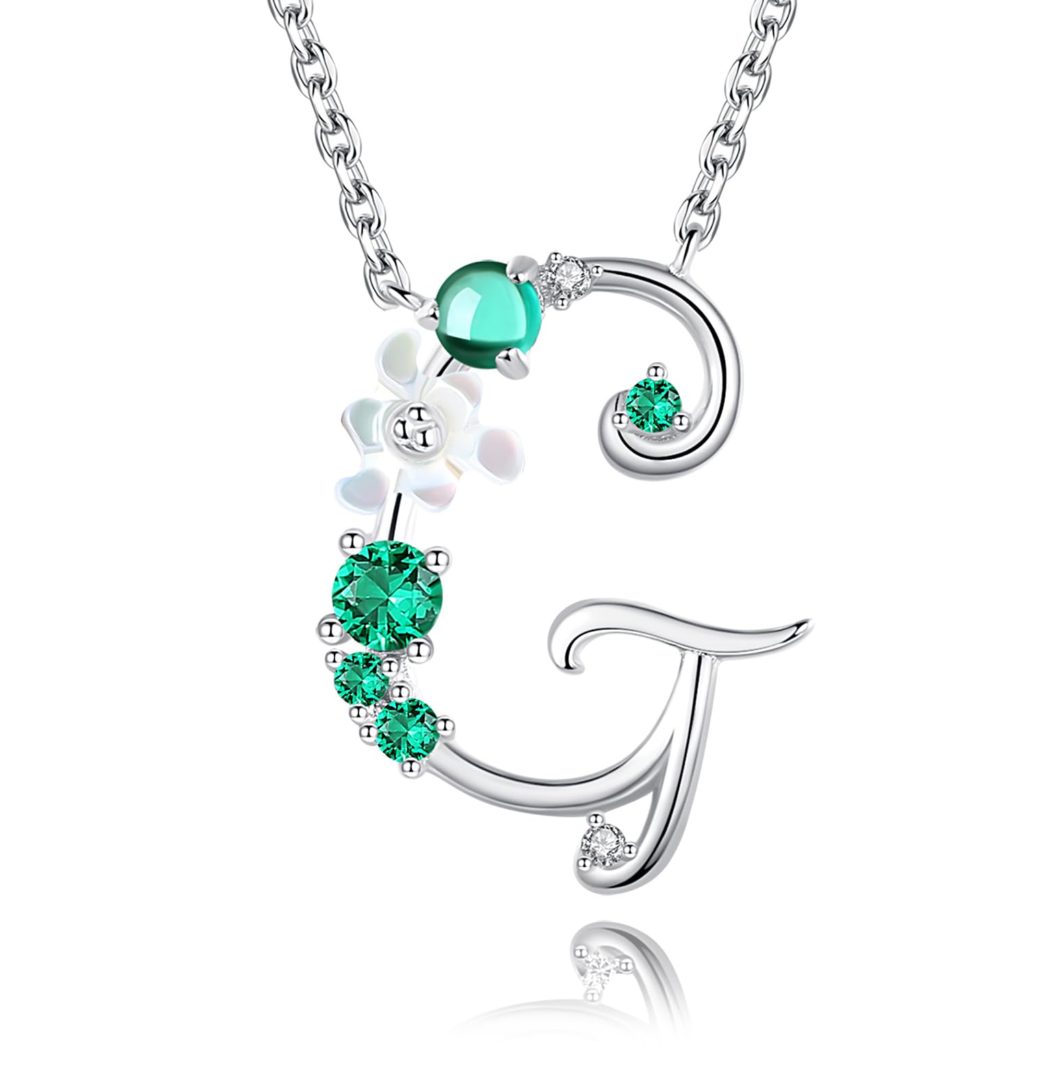 VIKI LYNN Letter G Initial Necklace 925 Sterling Silver Cubic Zirconia Personalised Alphabet Charm Pendant Necklace for Girls