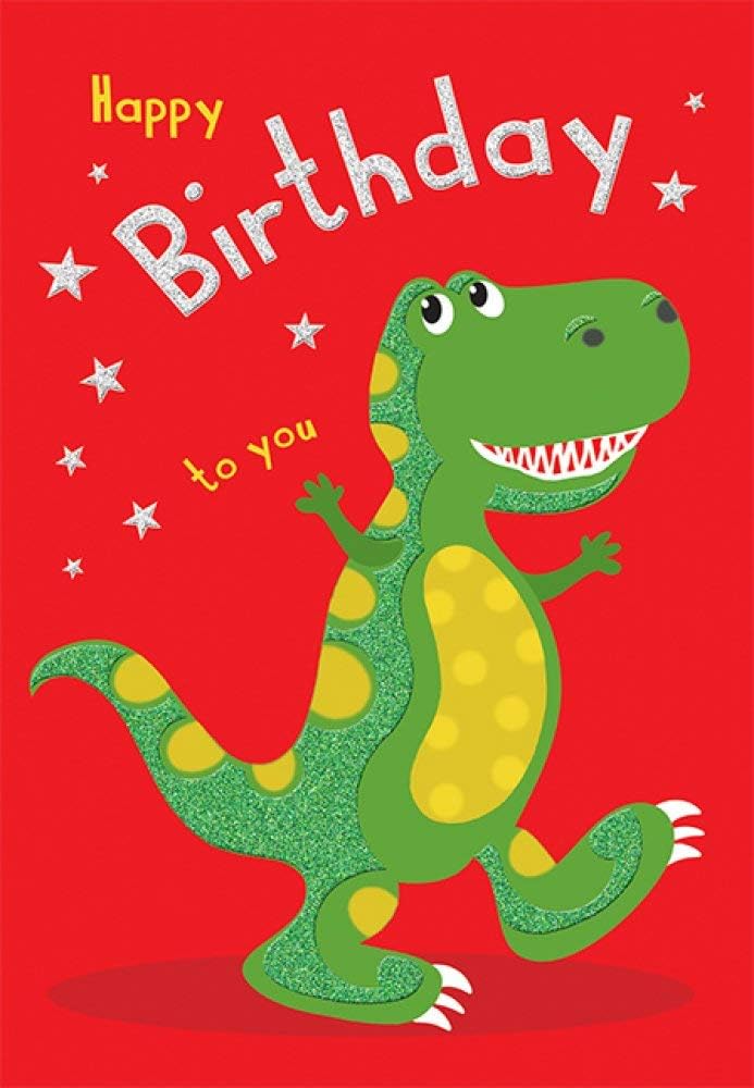 Piccadilly Greetings Group Ltd Dinosaur Birthday Card - for Boys,red, Multicolored, 7 x 5 inches