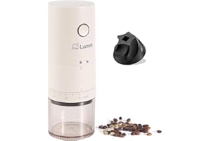 Lamido Portable Electric Coffee Grinder with Ceramic Conical Burr - 38 Adjustable Grind Settings -1500 mAh Battery Rechargeable - Auto-Stop - Washable for Espresso, Pour Over - Travel, Camping (White)