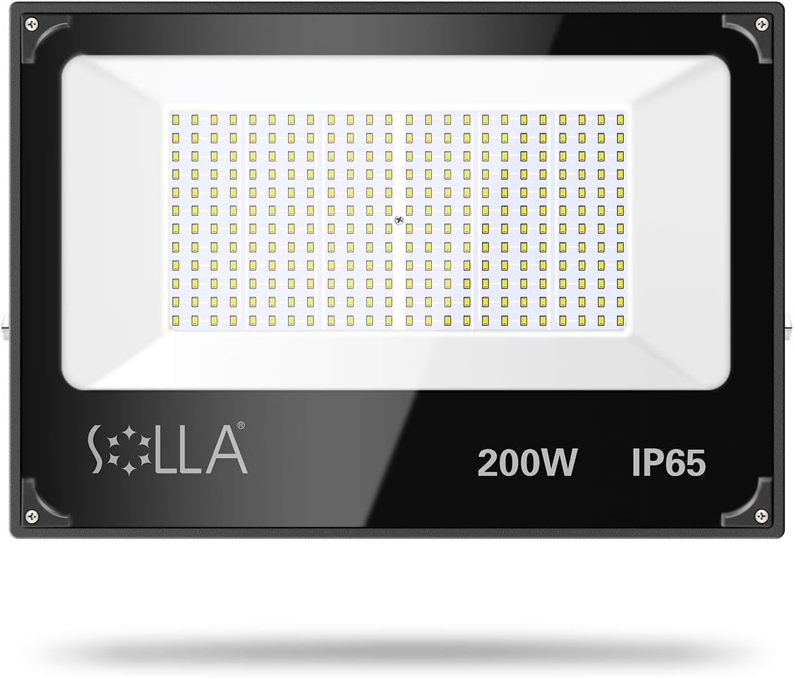 2 Pack SOLLA 200W Led Flood Light, 16000lm 6000K Daylight White Security Light Exterior Flood Lighting, Outdoor Indoor Lighting Fixture Landscape Floodlight Spotlight for Yard, Garden, Garage, Rooftop: Home Improvement