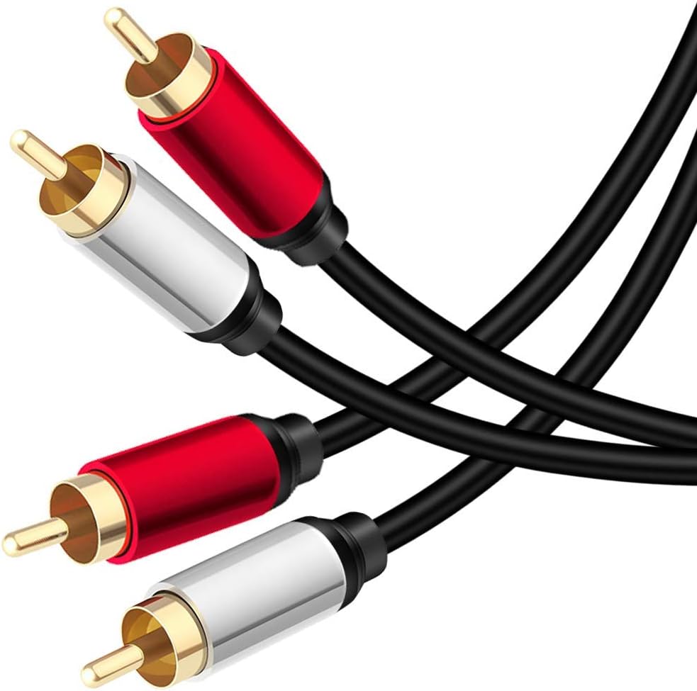 Yeung Qee 2RCA Male to 2RCA Male Stereo Audio Cable 4m,Dual Shielded Gold-Plated RCA Stereo Cable,Suitable for Home Theater Amplifier