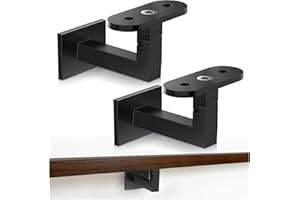 Gyykzz 2 Pack Adjustable Handrail Brackets for Indoor Stairs, Heavy-Duty T316 Stainless Steel Black Railing Bracket for Staircase, Swivel Hand Rail Banister Stand for Corridors, Offices, Living Rooms