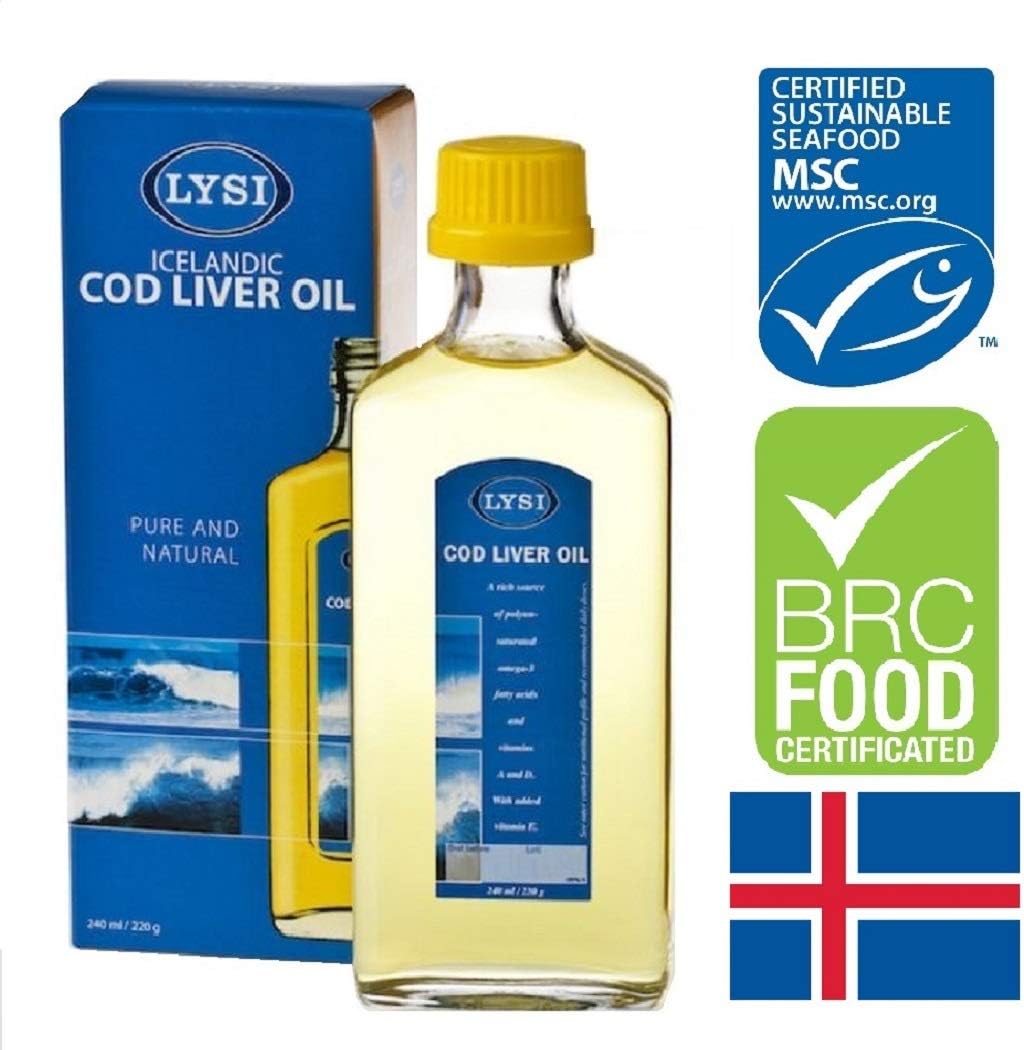 Lysi Icelandic Fish Cod Liver Oil 240 Milligram Liquid Natural Flavour From 6 Months Onwards
