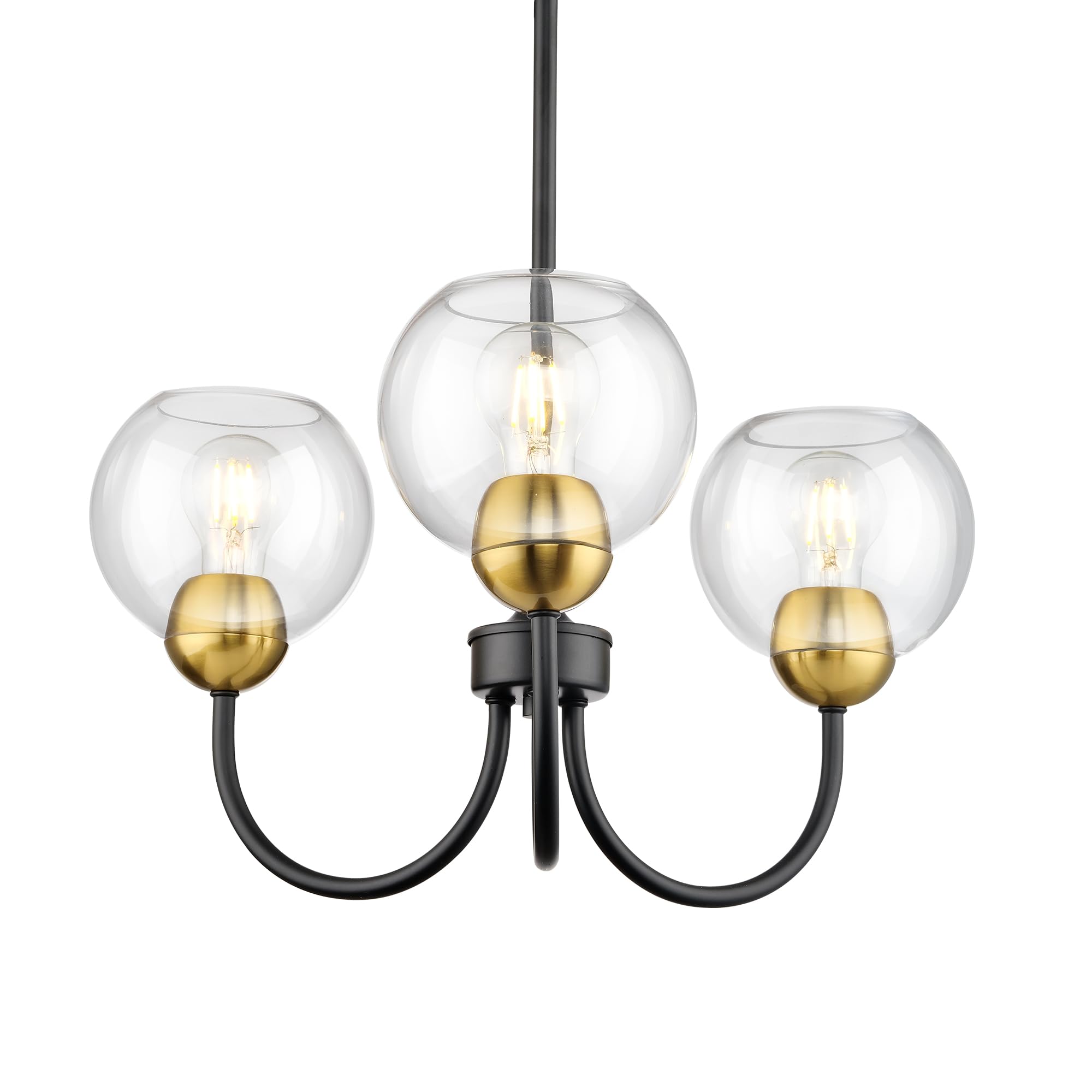 Photo 1 of Emak 3-Light Black and Gold Dining Room Chandeliers, Modern Pendant Lights with Globe Glass Shade, Farmhouse 20 Inch Chandelier for Living Room, Entryway, Bathroom, Bedroom, Kitchen, CH114-BKBGD-CG-3