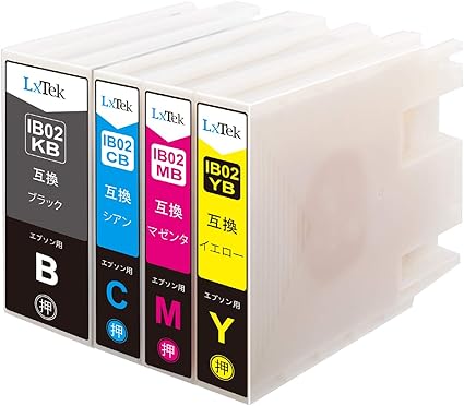 Amazon Lxtek エプソン対応 Epson用 互換インクカートリッジ Ib02b 4色セット大容量 Ib02kb ブラック Ib02cb シアン Ib02mb マゼンタ Ib02yb イエロー 対応機種 Px S7110 Px S711c0 Px S7110p Px M7110f Px M7110fp Lxtek インクカートリッジ