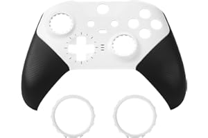 Ceozon Replacement Faceplate Cover Front Housing Shell Repair Accessories Kit for Xbox One Elite Controller Series 2 Included Joystick Rings White