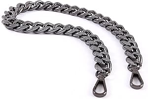 Yichain 25 Inch Trendy Chunky Metal Chain Purse Handle Shoulder Strap Replacement for Handbag (Black-Grey)