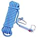 Syiswei Rock Climbing Rope 12MM, Upgraded Coating Carabiners Clips(10m,32ft)(20m,65ft) (30m,98ft) Static Outdoor Climbing Rope, Safety Rope Tree Swing Climbing Equipment Parachute Rope(Blue,30m)