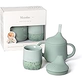 Moonkie Baby Training Cup & Sippy Cup Set | 4 Months+ | Baby-Led Weaning Essential | Gift for Infants (Mint Cup Set, 2 Pack)
