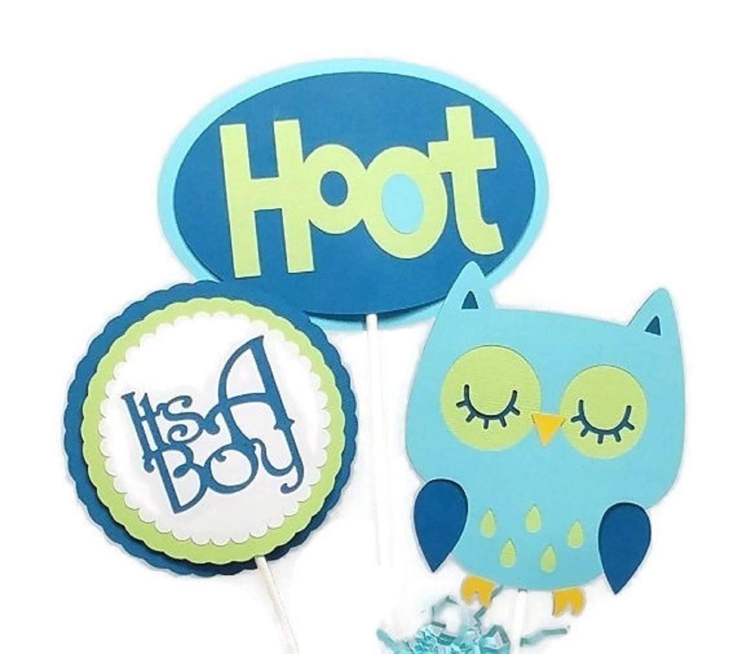 Amazon Com Its A Boy Hoot Owl Centerpiece Sticks Light Blue Navy