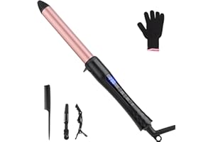 UNOBEY Curling Iron, 25mm Ceramic Curling Wand with Adjustable Temperature for Long & Short Hair, Professional Hair Curler with Glove, Dual Voltage