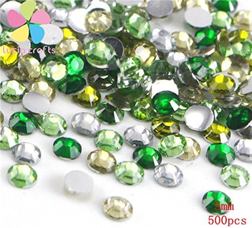 Flat Back Rhinestones Round Brilliant Crystal Rhinestones Assorted MIX (SS20 5mm 500pcs, Mix Olivine,Emerald,Light Green,Light Coffee and clear)