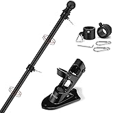 Yeesun Flag Pole,6FT American Flag Pole & Bracket-Flagpoles for 3 x 5 Flags Holder for House Porch & Outdoor,Tangle Free and Wall Mount Flag Pole Kit (Without flag,Black)