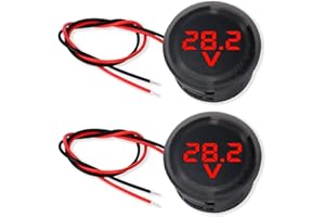 DC4V-100V Voltmeter, LED Digital Waterproof Round 2-Wire Battery Gauge Mini Voltage Display Tester for Cars, Motorcycles, ATV