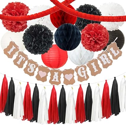 Amazon Com Mickey Minnie Mouse 29pcs It S A Girl Baby Shower Red