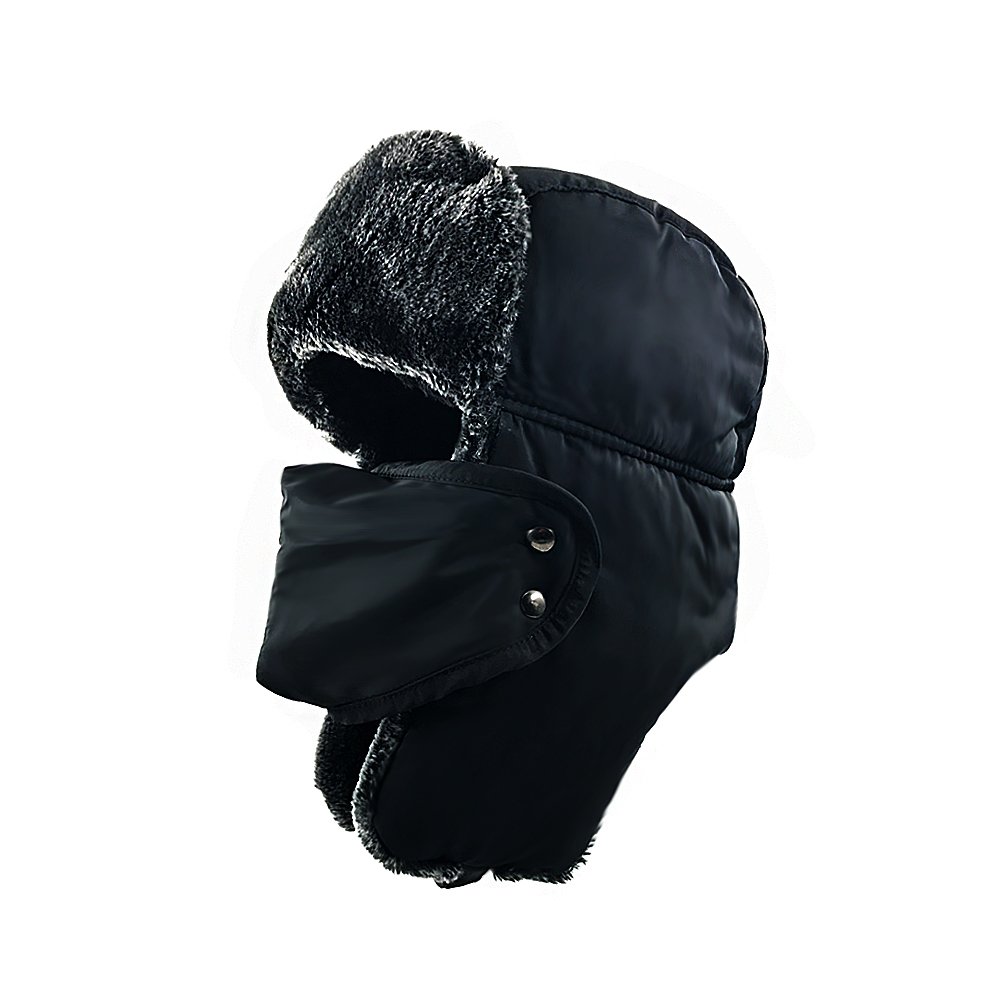 AIMKU Winter Trooper Hat,Trapper Hat with Detachable Water Resistant Facemask Mask,Ear Flap Chin Strap with Windproof Mask