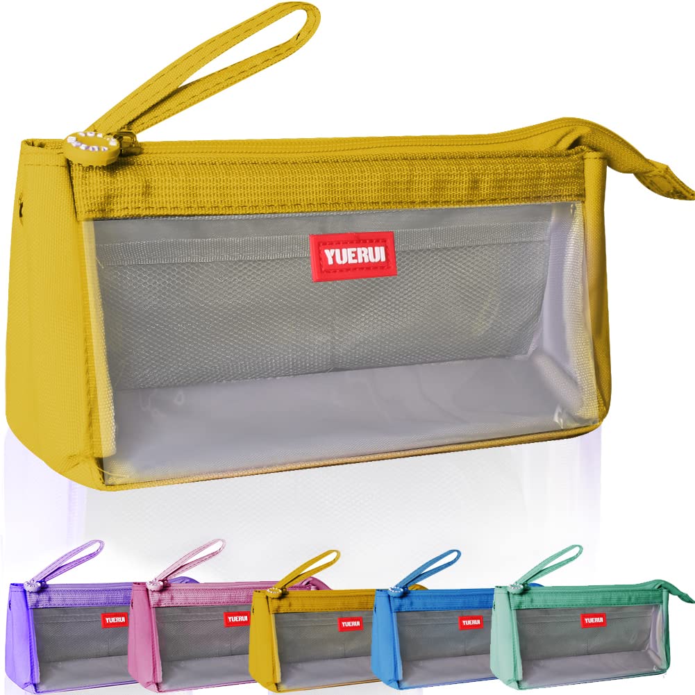 hzzycer Large Pencil Case Big Capacity Pencil Bag Portable Pencil Case for Girls and Boys Pencil Pouch Suitable for Middle High School College Students (Yellow) (HZ3)