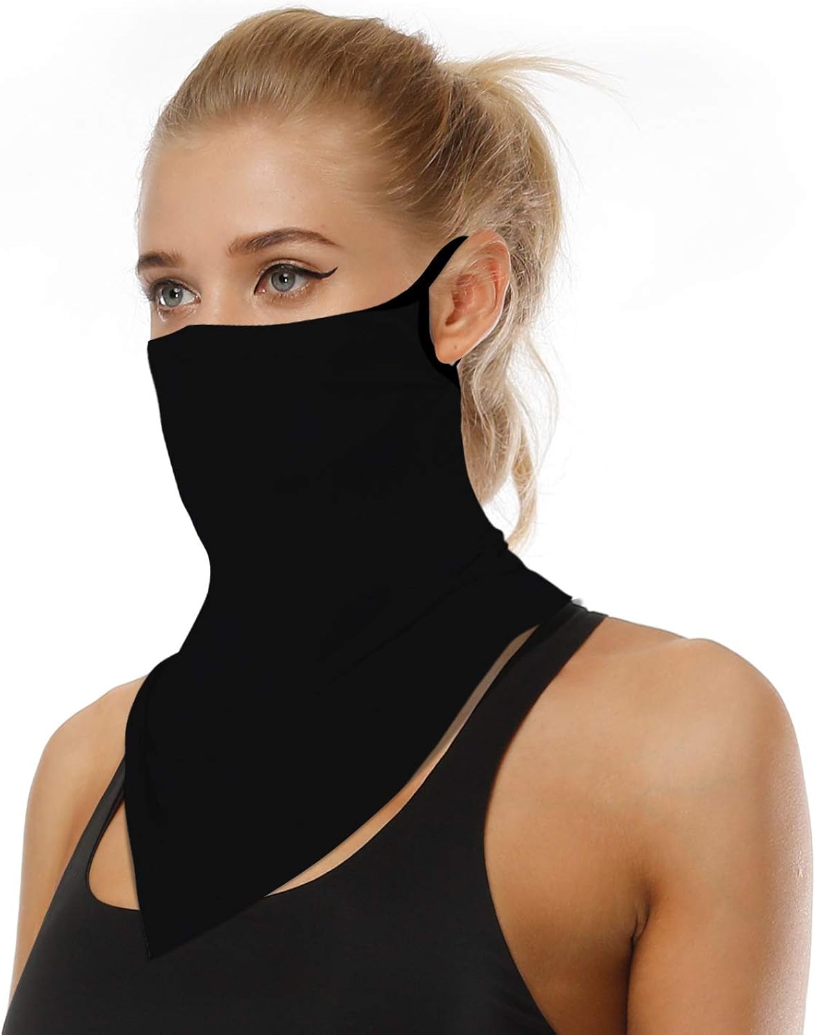 Printed Outdoor Cycling Hanging Bandana, Motorcycle Bandana Ice Silk Neck Cover Hang Ear Triangle Face Bandana Tube Scarf (BXHE01): Clothing
