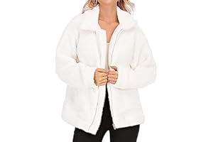 Comeon Winter Coats for Women Shaggy Fur Jacket Fuzzy Faux Shearling Zip Up Oversized Warm Shacket Outwear