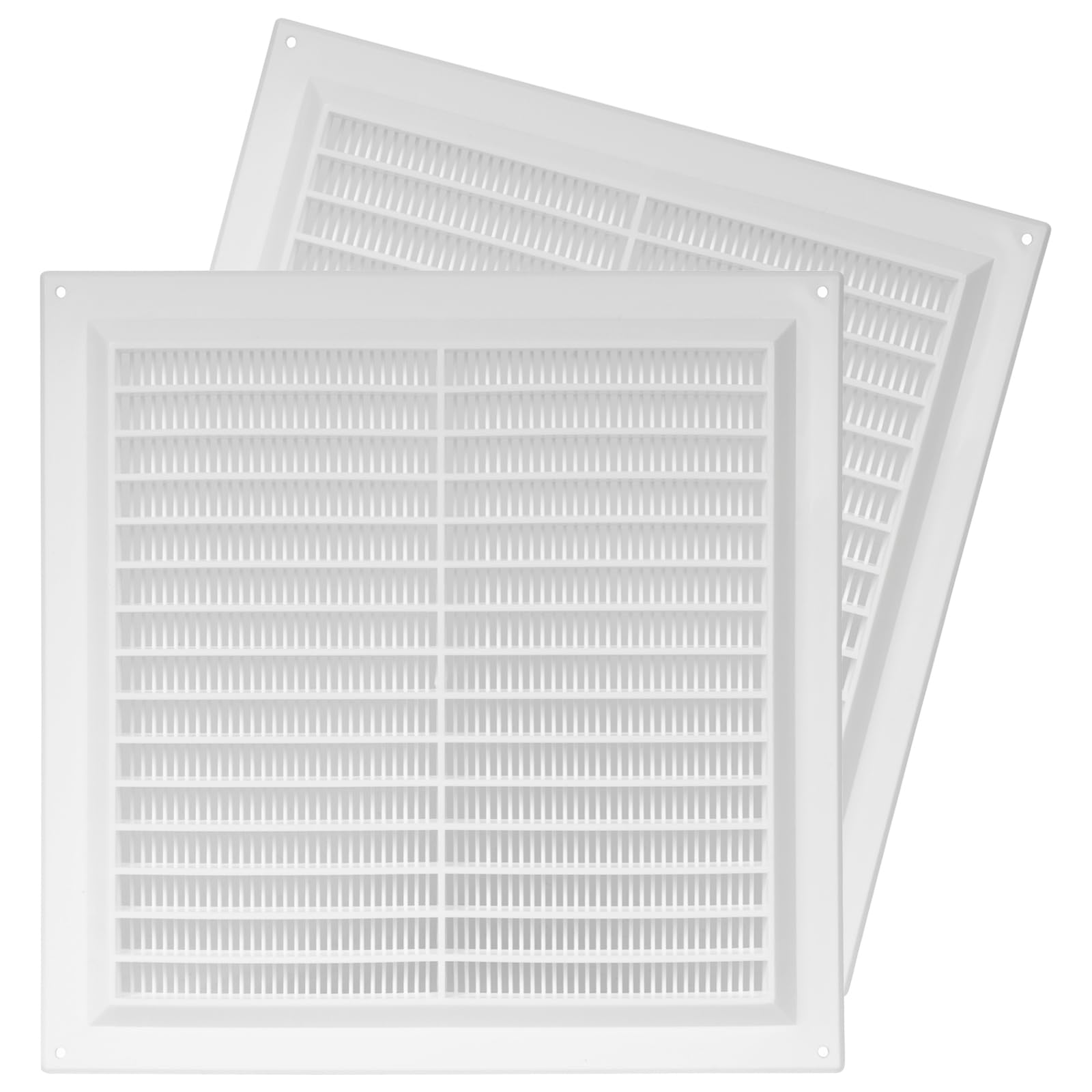 Repa Market 2-Pack 10'' x 10'' Inch / 250 x 250 mm (Outer) Plastic White Vent Cover - Square Duct Cover - Air Vent Louver - Screen Mesh - HVAC Ventilation Exhaust Air Intake Grill, Soffit Vent — image 1