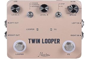 Rowin Twin Looper Station Electric Guitar Effect Pedal Loop Station for Guitarists Golden