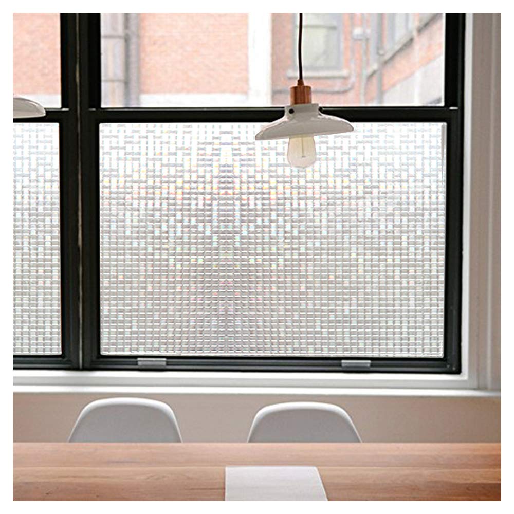 Privacy Window Films, Transparent Glass Tint Static Cling Treatment Reflects Rainbow Effect with Sunlight - Home Protection and Decorative, Heat Control, UV Prevention (17.7*78.7inch, Crystal Mosaic)