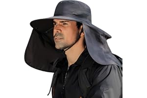 DOCVIT Fishing Hat for Men&Women,Outdoor UV Waterproof Wide Brim Bucket Hat,UPF50+ Sun Hat with Neck Flap