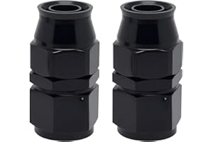 VehiMata 6AN PTFE Fuel Hose End Joint Fitting Adapter Straight 2PCS for PTFE E85 Fuel Line Only Aluminum Black