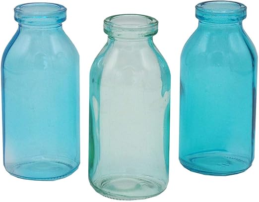 Unbekannt 3 Vasen Turkis Glas Tischdeko Glasvase Blumenvase Deko Sommer Amazon De Kuche Haushalt