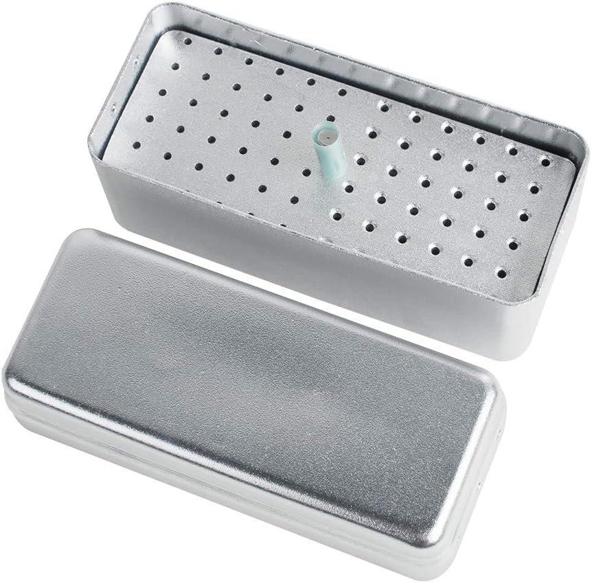 Disinfection Box Dental Burs Box Organizer 72 Holes Aluminium Alloy Sterilizer Case Holder