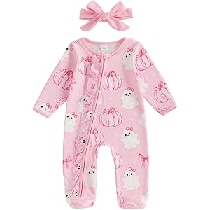 Kuriozud Newborn Baby Girl Clothes Footie Romper Infant Sleeper Outfit | Newborn Baby Girl Sleeper for Daily, Brithday, Hallo