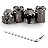 Dickno 4PCS Locking Car Tire Valve Stems Caps, Anti-Theft Auto Wheel Valve Stem Covers with O Rubber Seal, Universal Stainless Tyre Air Stems Cover for Cars, Bicycles, Motorcycles (Black)