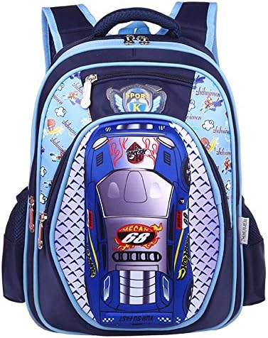 Mysticbags Boys Backpacks for Elementary School 3D Car Kids School Bookbag for Students Blue