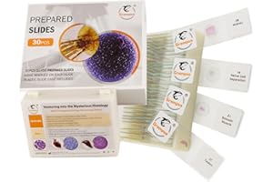 GRAMPUS 30 Prepared Microscope Slides with Specimens for Kids Students - Histology, for Biological Science Lab, Children's Science Education, Homeschooling Use
